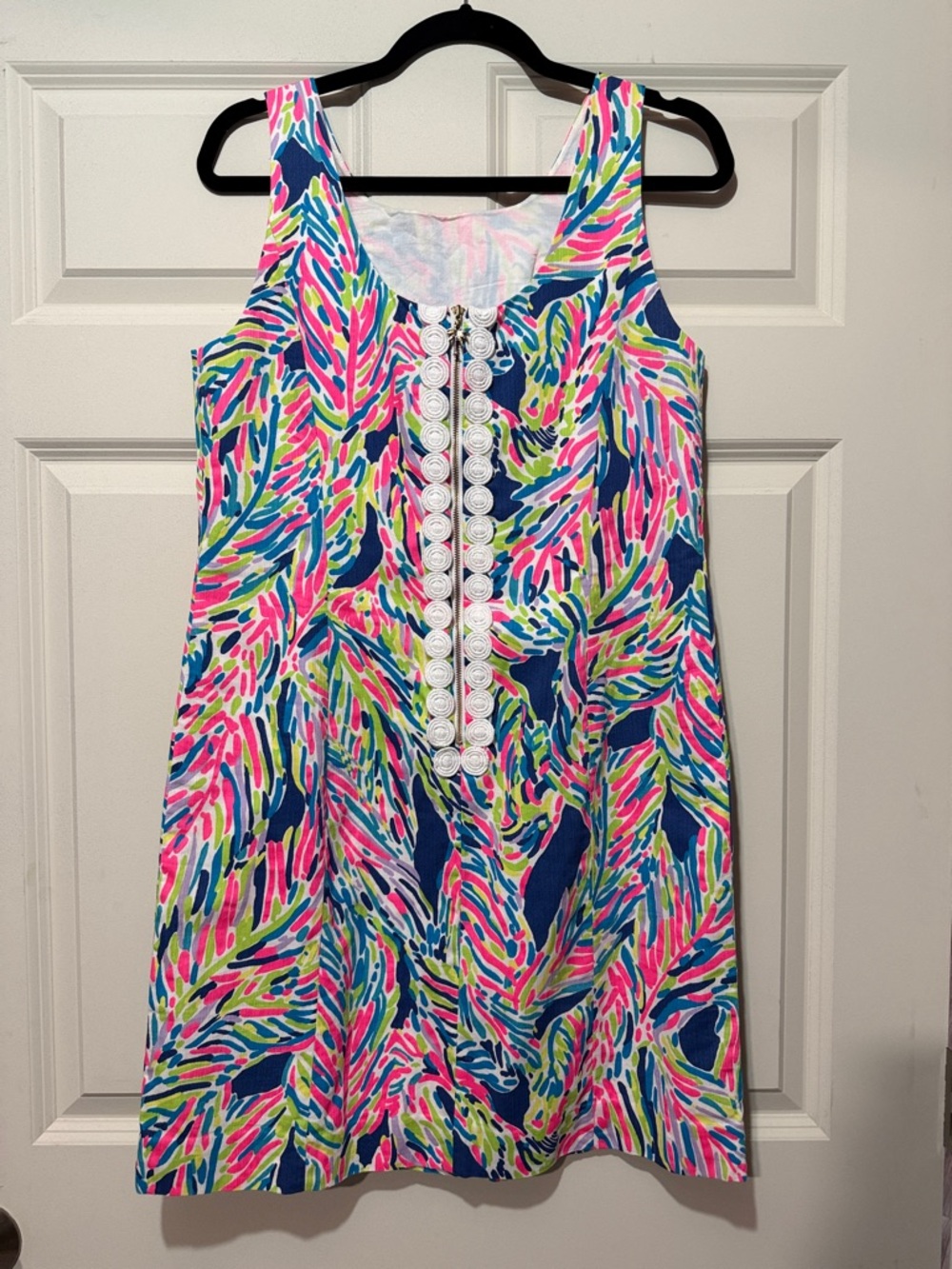 Lilly Pulitzer Cathy Shift Dress in Indigo Palm Reader Sz 8 - Picture 2 of 7